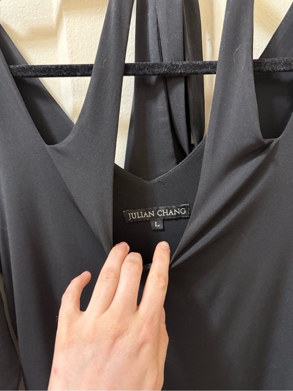 Julian Chang Black V-Neck Sleeveless Dress